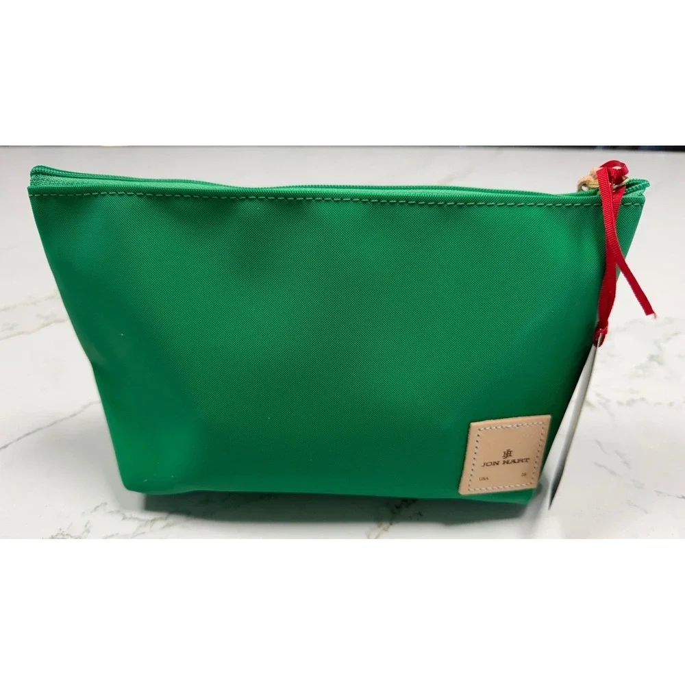 Jon Hart Grande Green Texas Leather Patch Cosmetic Bag Pouch - Picture 2 of 8